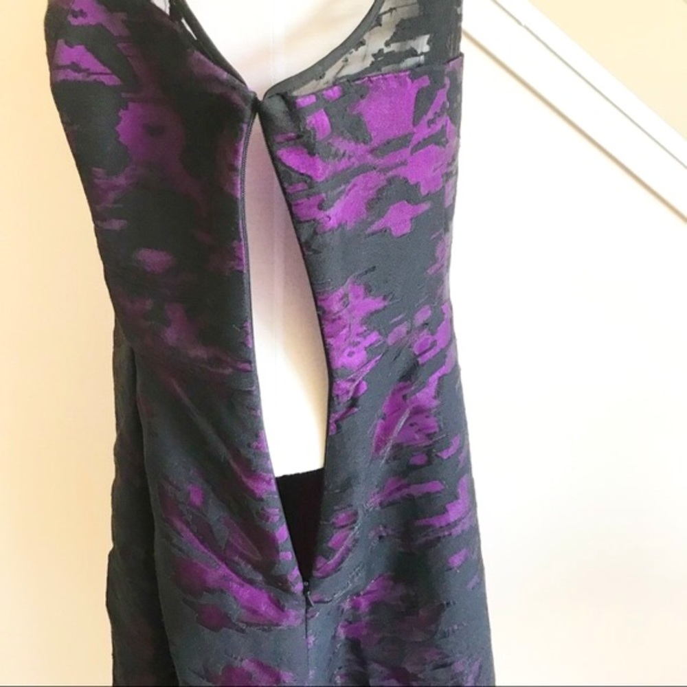 Milly Martina Fil Coupe Sleeveless Hi Low Flared Midi Dress Purple Black 12 NWT - Picture 10 of 16